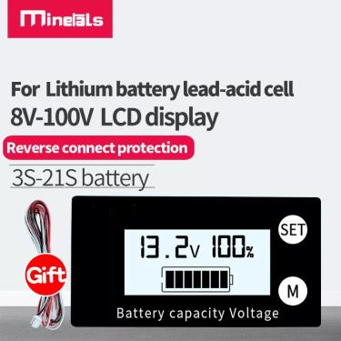 Imagem de Capacidade da bateria Display LCD  chumbo  ácido  lítio  carro  motocicleta  voltímetro  medidor de