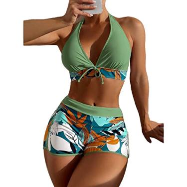 Imagem de Maiô Feminino, Traje de Banho, 2 Peças, Costas Nuas, Frente, Laço, Design, Decote Em V, Almofada No Peito para Piscina (M)