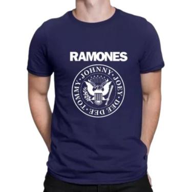 Imagem de Camiseta Ramones Camisa Rock Azul Marinho Envio Imediato - Jmv Estampa