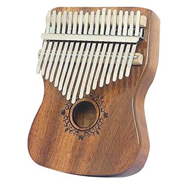 Imagem de Piano de dedo Kalimba de 17 teclas, piano de polegar iniciante amante de música, com kit de aprendizagem e martelo de afinação pandeireta, material de madeira de acácia, instrumento de percussão 18 cm