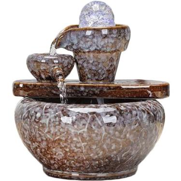 Imagem de Fontes de água Fonte cerâmica, fonte criativa de mesa com bola, fontes de água relaxantes para meditação e relaxamento