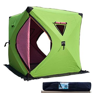 Imagem de WHYUNM26 Barraca portátil para abrigo de pesca no gelo, fácil de montar, para inverno, grande espaço, barraca de pesca, impermeável, à prova de vento, barraca de acampamento com bolsa de transporte