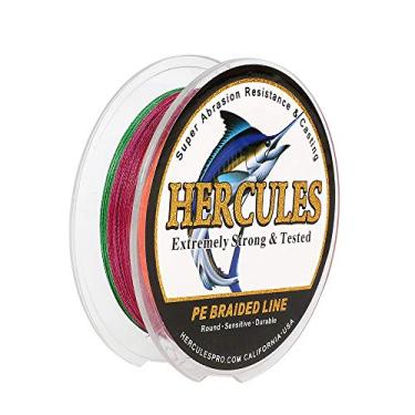Imagem de Hercules Linha de pesca trançada super forte 4 fios super econômico de 1,8 kg a 2,3 kg Teste para água salgada, 109/328 / 547/1094 jardas (100 m / 300 m / 500 m / 1000 m), Diam# 0,08 mm - 0,55 mm Multicor, 10LB(4.5KG)-0.12MM-109YDS(100M)
