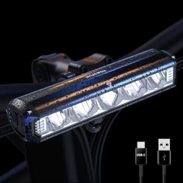 Imagem de Melhores luzes de bicicleta 2600 Lumen, 5 luzes de bicicleta LED com feixe alto baixo, melhores luzes de bicicleta para passeios noturnos, farol de bicicleta recarregável USB-C, impermeáveis
