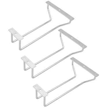 Imagem de zoohot Suporte para copos de vinho de 17 cm, suporte de copo de vinho sob o armário, suporte de aço inoxidável, para armário de cozinha, bar (1 fileira, 3 unidades)