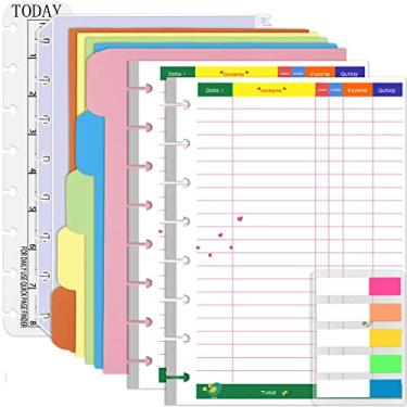 Imagem de Rancco Recargas de planejador de orçamento júnior, 180 páginas, 8 anéis, inserções de papel financeiro de meia letra perfuradas com abas de índice, divisórias de índice, bolsa de folhas soltas, régua