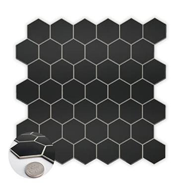 Imagem de Revestimento de azulejo hexagonal de 10 folhas, adesivo à prova d'água no backsplash, azulejos de mármore autoadesivos de 29 cm x 29 cm para cozinha, banheiro, quarto