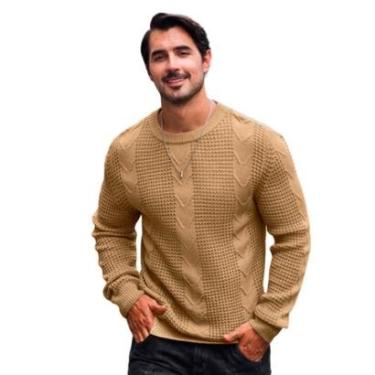 Imagem de Blusa Suéter Em Tricot Detalhado Masculino. MP4001-Masculino