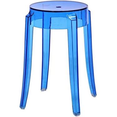 Imagem de Plástico, cadeira de jantar acrílica transparente, barra de cristal, cadeira para casa, alta criativa, azul transparente