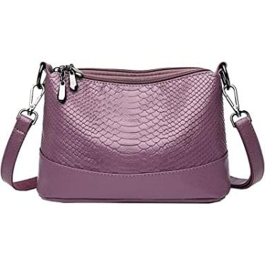Imagem de Bolsa de ombro pequena para mulheres Bolsa de couro PU macio com padrão de crocodilo Bolsa crossbody com vários bolsos Bolsa de ombro Bolsa feminina Bolsa de viagem, roxa