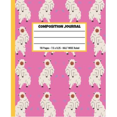 Imagem de Diário de composição primária de cordeiro dançante: 1/2 papel de história em branco pautado de 1/2 de largura, livro de composição primária para uso escolar ou pessoal.