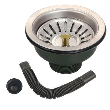 Imagem de Ralo Valvula 10x10 Dreno de Pia Sifao Filtro Tubo de Escoamento Cesto Cozinha Lavabo Casa