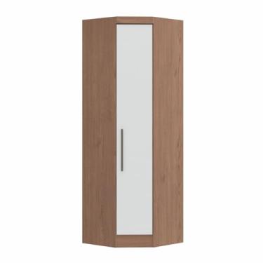 Imagem de Armário Guarda Roupa de Canto Oblíquo 1 Porta Infinity Móveis Castro Macadâmia/branco Line