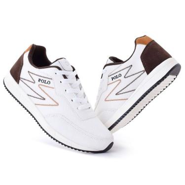 Imagem de Sapatênis Masculino Casual Polo Sapato Academia Branco Tênis BF Shoes	