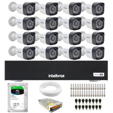 Imagem de Kit 16 Câmeras Tudo Forte TF 2020 B Full HD 1080p Bullet Visão Noturna 20M Proteção IP66 Dvr Intelbras MHDX 3116-C 16 Canais HD 2TB SkyHawk