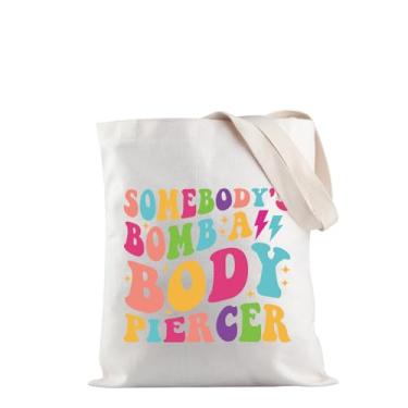 Imagem de JXGZSO Piercing corporal presente Somebody's Bomb Ass Body Piercer Tote Bag Tattooer Gift Tattoo Studio Gift Tattoo Lovers Gift, Bolsa para piercing corporal, One Size