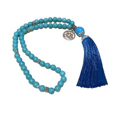 Imagem de Japamala Turquesa Clara 54 Contas Pedras Colar Meditação Mantras