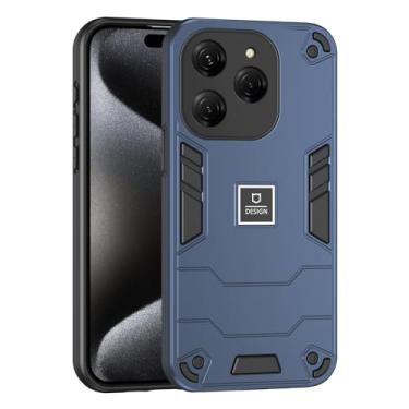 Imagem de Kukoufey Capa de telefone compatível com Infinix Hot 40 Pro, compatível com Tecno Spark 20 Pro 4G KJ6 Capa protetora de camada dupla TPU à prova de quedas + PC 2 em 1 azul