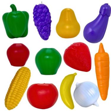 Imagem de Kit 12pç Frutinhas Brinquedo Comidinha Infantil Menina Feira - toys e 