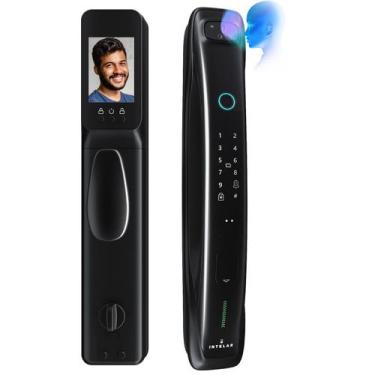 Imagem de Fechadura Digital Elétrica Inteligente Câmera Reconhecimento Facial Bi