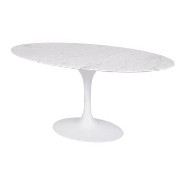 Imagem de Mesa Saarinen Oval Carrara 160x90cm - Base Branca - mgsaarinen