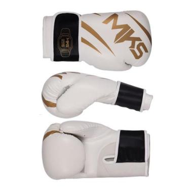 Imagem de Luva de Boxe MKS Champions V3 Branco/Dourada, 14oz