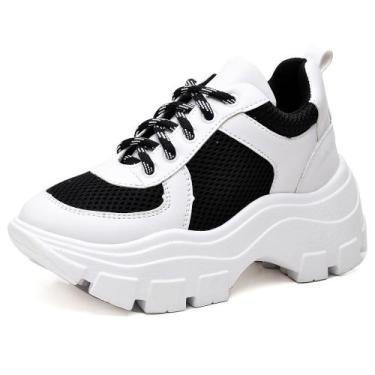 Imagem de Tenis Sneaker Chunky Casual Ec Shoes Detalhes Recortes, 38, Preto, Bra