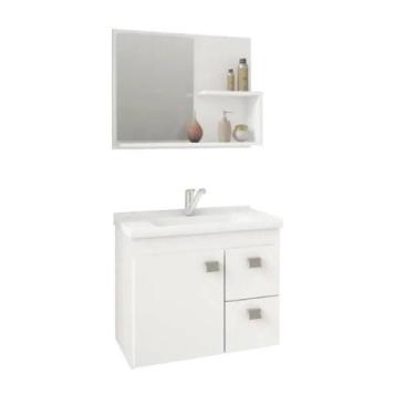 Imagem de Gabinete Para Banheiro Hortência Branco + Espelheira Mgm
