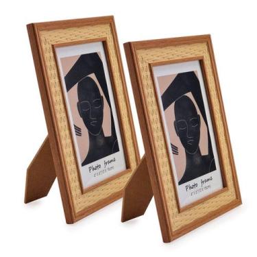 Imagem de Porta Retrato Moldura Estilo Trama 10x15cm 6061 - Livon, Marrom