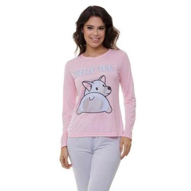 Imagem de Pijama Longo Cachorro Doce Luar 5220, M, Rosa, Azul