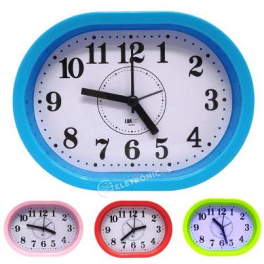 Imagem de Relógio Analógico Despertador Formato Oval Alarme ZB2011 - Luatek, Azu
