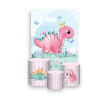 Imagem de Painel De Festa Vertical 1,50 x 2,20 + Trio De Capas Cilindro - Dinoss