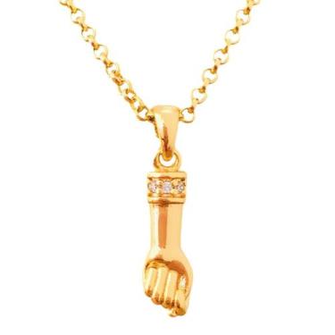 Imagem de Correntinha Feminina com Pingente Figa Zircônia Folheada a Ouro 18k - 