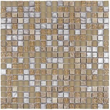 Imagem de PASTILHA DE VIDRO COM PEDRA GS904 - GLASS STONE BEGE 31x31cm - GLASS M