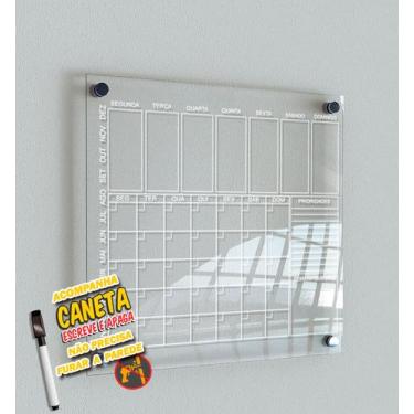 Imagem de Lousa calendário Planner Acrílico Transparente agenda mensal empresari