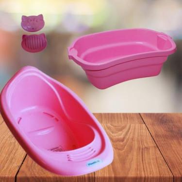Imagem de Bacia bebe 17 l banheira banho 22 l e saboneteira kit - PLASTBRASIL, P