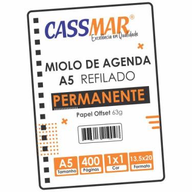 Imagem de Miolo de Agenda Permanente Preto A5 20X13,5 cm 200 Folhas - Cassmar