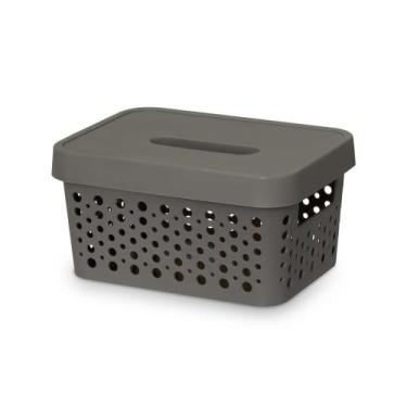 Imagem de Cesto Organizador 2l Multiuso Com Tampa - usual plastic, Cinza