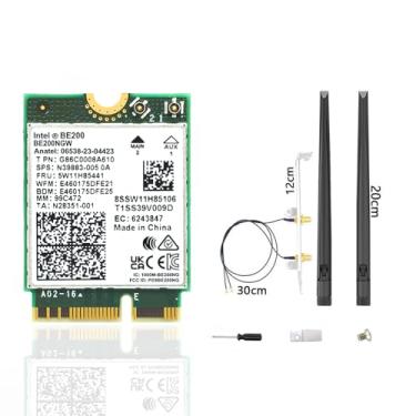 Imagem de Cartão sem fio WiFi 7 BE200 NGW, Tri-Band 6GHz/5GHz/2,4GHz M.2 NGFF Bluetooth 5.4, inclui cabo Ipex, antenas 8dBi e suportes compatíveis com Windows 10/11 (64 bit)/Linux, não suporta AMD. (com