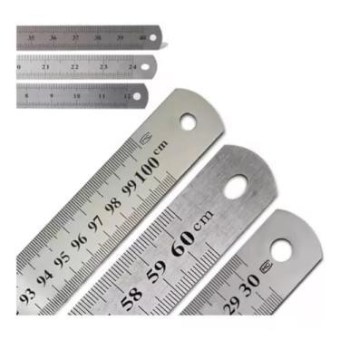 Imagem de Kit De Régua Aço Inox 30 Cm, 60 Cm e 1 Metro - Marca IMT - 3 Peças
