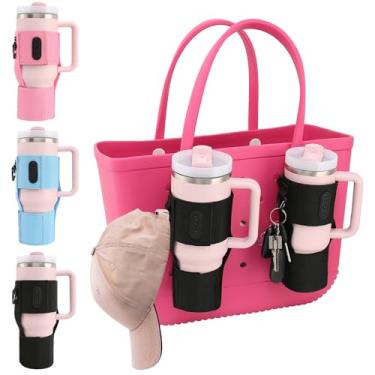 Imagem de Incycall Suporte de copo para bolsa Bogg, suporte de copo ajustável, inserção de bolsa Bogg, acessórios de garrafa de água para copo Stanley/Yeti, bolsa Bogg, acessório para bolsa de praia (preto-2