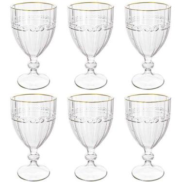 Imagem de Jogo de Taças de Cristal Transparente Fio de Ouro Imperial 330mL 6 peç