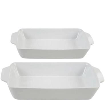 Imagem de Travessa e Assadeira Refratárias com Alça 2un Porcelana Branca  - Lyor
