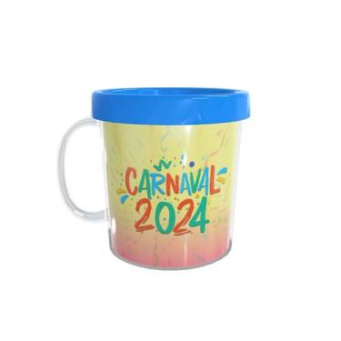 Imagem de Caneca Acrílica Rosqueável Personalizada - Carnaval 2024 - Azul - 1 un