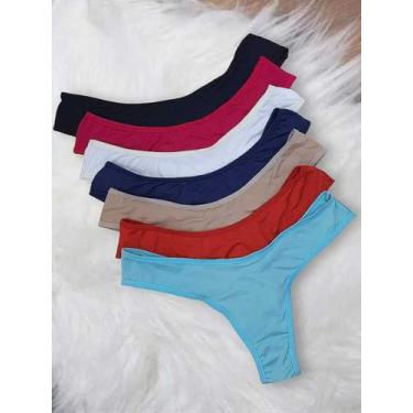 Imagem de Kit 5 Calcinhas Fio Duplo Fio Dental Poliamida Estampa Lisa - Luega Li