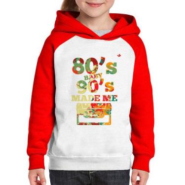 Imagem de Moletom Infantil 80's Baby 90's made me - Foca na Moda, Branco, Vermel