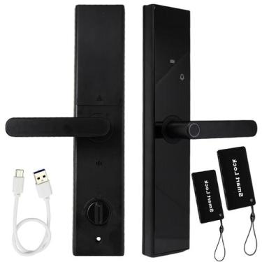 Imagem de Fechadura De Porta Digital Eletrônica Smart Biometria Card Senha 36cm 