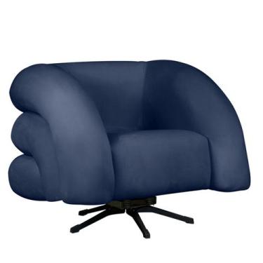 Imagem de Poltrona Decorativa Micheli Base Giratória e Balanço Veludo - Fina Mob