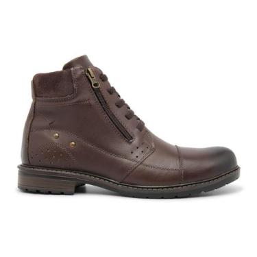 Imagem de Bota Coturno Militar Casual Masculino Em Couro Legit. Cafe - GGFontane