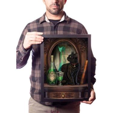 Imagem de Poster Moldurado Gato Arte Fada Absinth Wicca Quadro - Fanarte